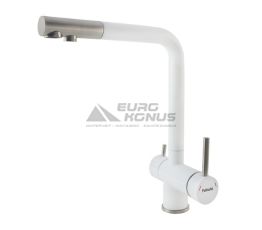 FABIANO Смеситель для кухни на две воды двухрычажный FKM 31.7 SS Alpine White (8231.401.0229)